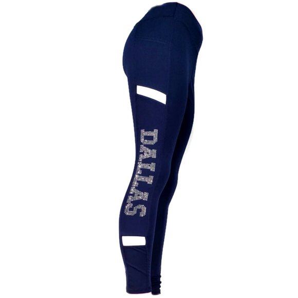 Dallas Rhinestud Blue & White Spandex Legging.  Great For Game Day!!! - Picture 1 of 4